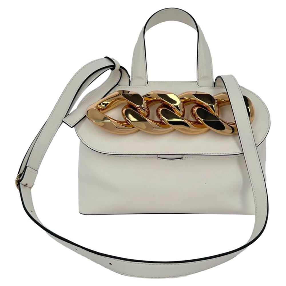 J.W. Anderson Chain Design Crossbody Bag in White Leather